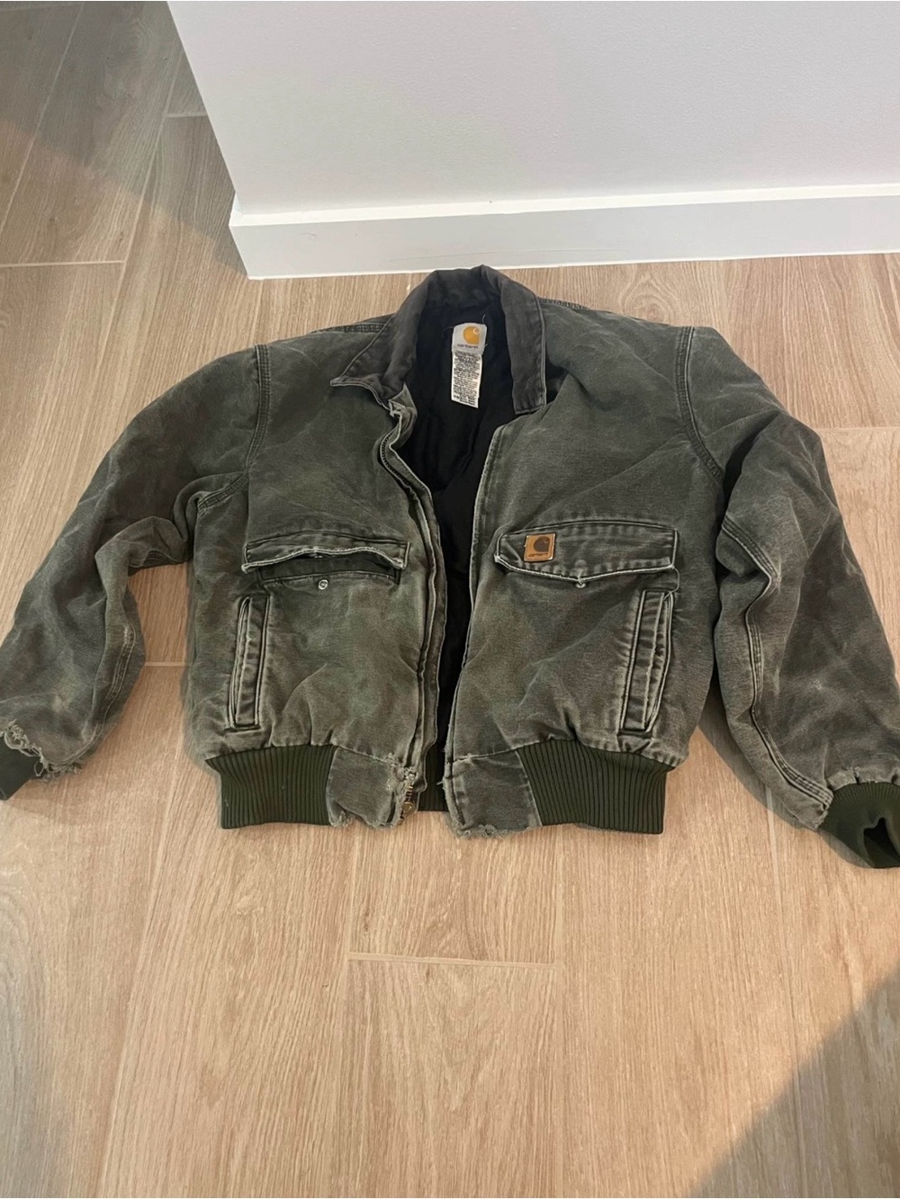 Vintage Carhartt J165 MOS Flight Bomber Jacket Moss Green Large Reg